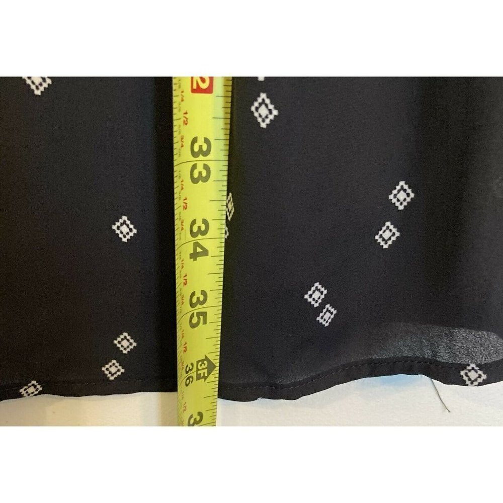 Studio by Bobeau Black Print Long Tie Wrist Sleeve Chemise Dress - Picture 7 of 11